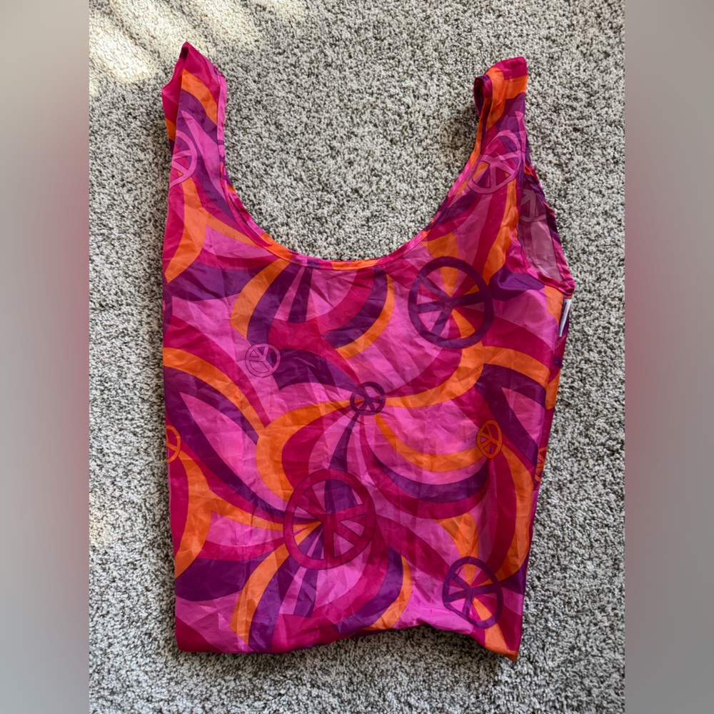 Bath and Body Works Vintage Classic Compressible Market Bag, Groovy Peace Sign